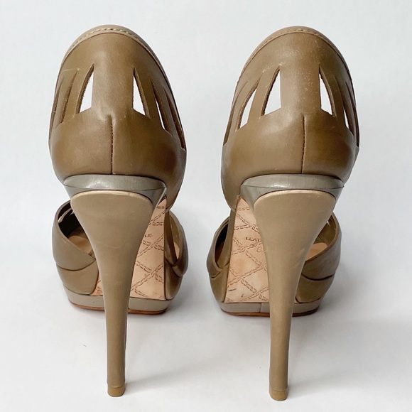 L.A.M.B. Leather Platform Peep-Toe Laser Cutout Heel - Picture 12 of 14